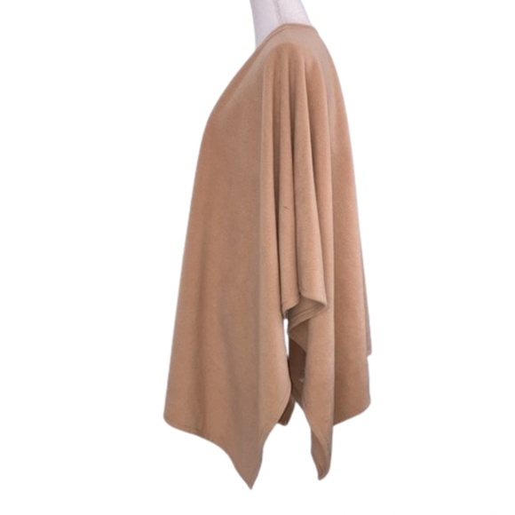 RUANA CAPE Tan Bandless Shawl Throw Over Fleece - Picture 5 of 11